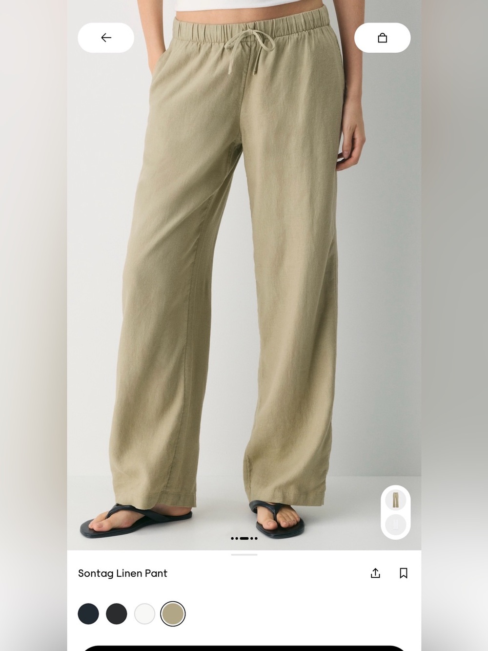 Aritzia Linen Pant — Olive